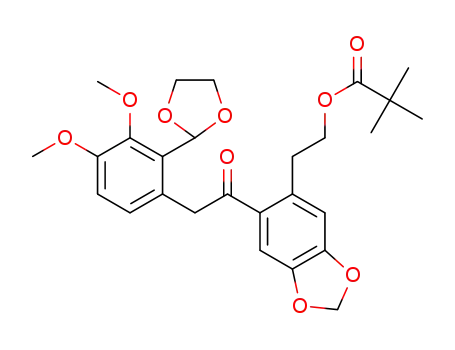 2-(6-(2-(2-(1,3-dioxolan-2-yl)-3,4-dimethoxyphenyl)acetyl)benzo[d][1,3]dioxol-5yl)ethyl pivalate